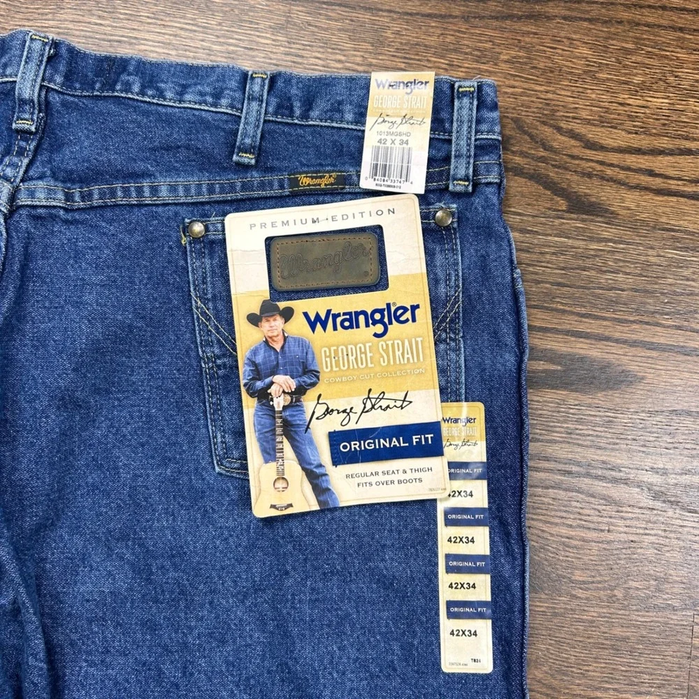 Wrangler George Strait Collection Mens Blue Jeans 42x34 Medium Wash Denim A102